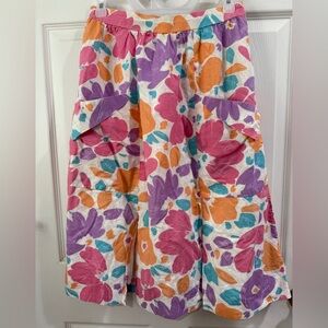 VTG Floral Multicolor Skirt Large Pockets Front Slits Inside lining